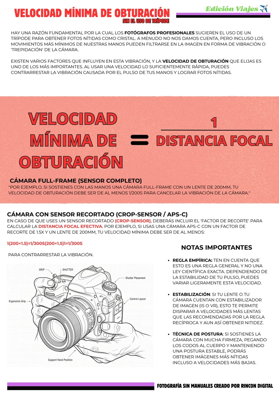 Hoja de trucos real: velocidad mínima de obturación sin trípode